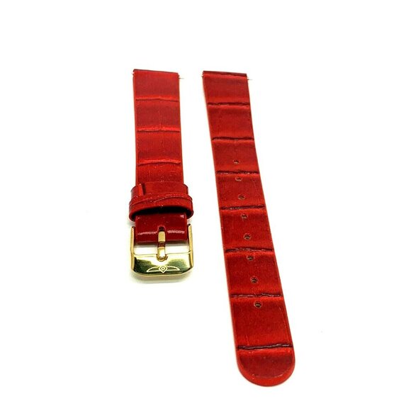 Invicta Watch Replacement Band Red Leather 16mm Lug Gold Tone Steel Clasp - Picture 5 of 7